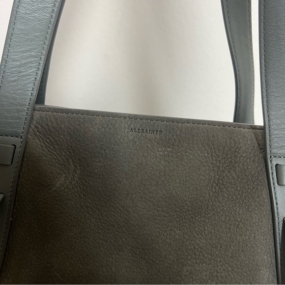 All Saints Ray Nubuck East West Suede Leather Tie Tote - Picture 8 of 12